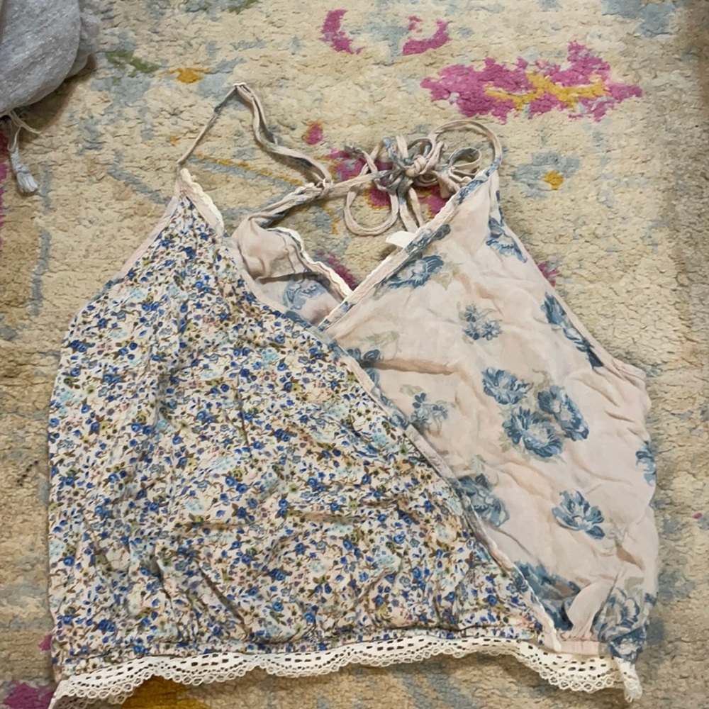 Free people floral cropped tank top
